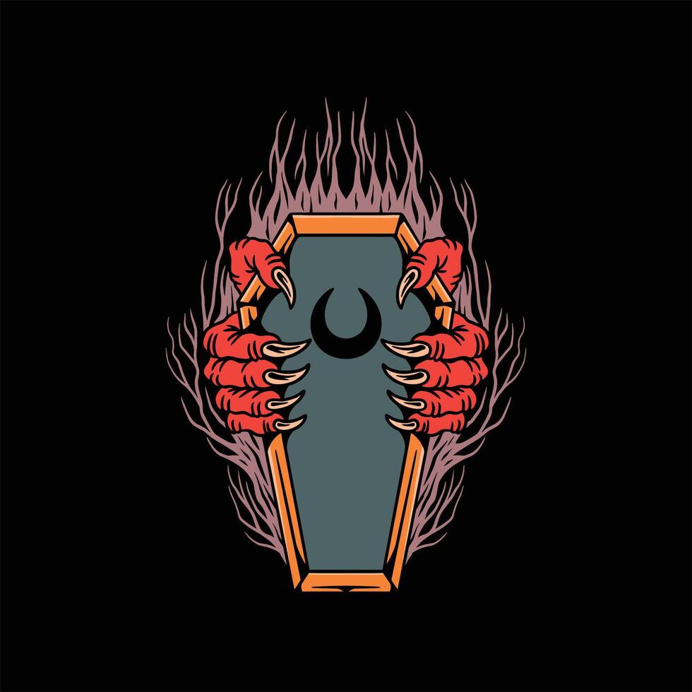 dark coffin tattoo vector design