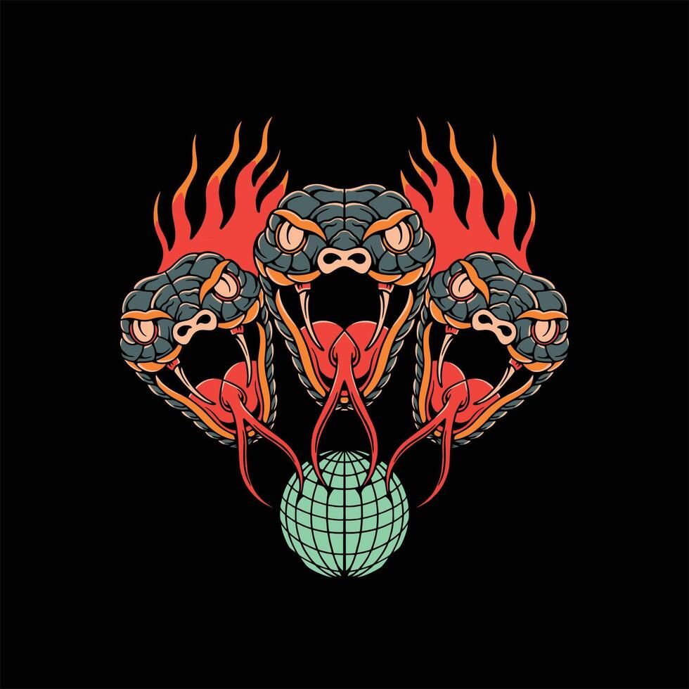 snake domination tattoo vector design