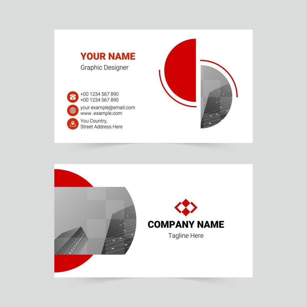 Red modern business card template vector