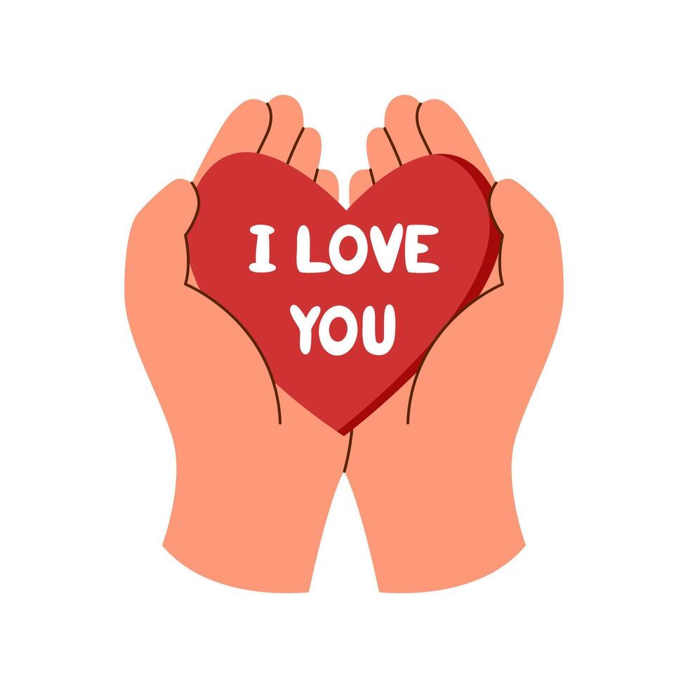 Hands holding heart isolated on white background. Love concept. Valentines day. Donation and assistance concept. vector