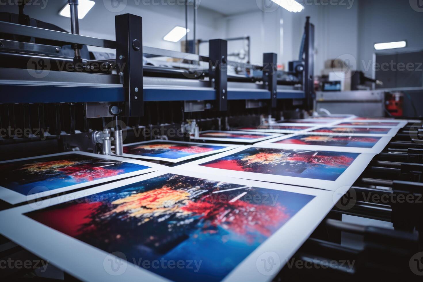 AI generated Printed products of the printing house. The finishing line photo