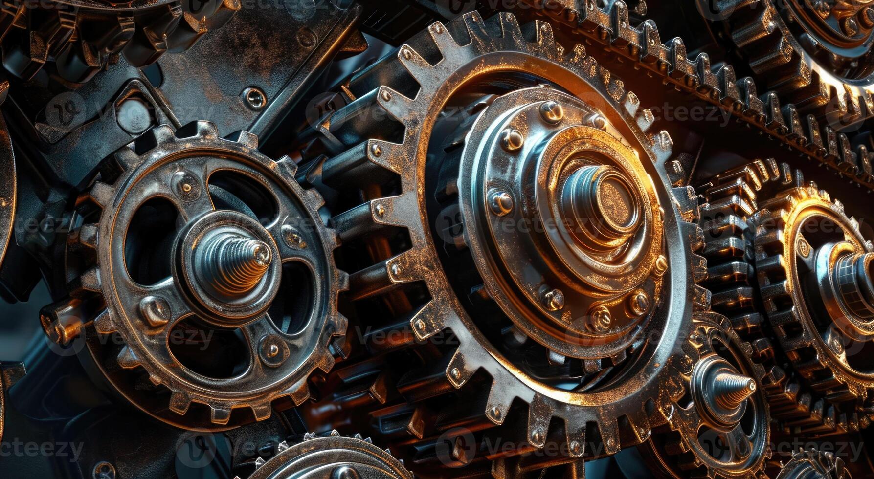 AI generated Details The gear is made of metal. Mechanical gears made of steel photo