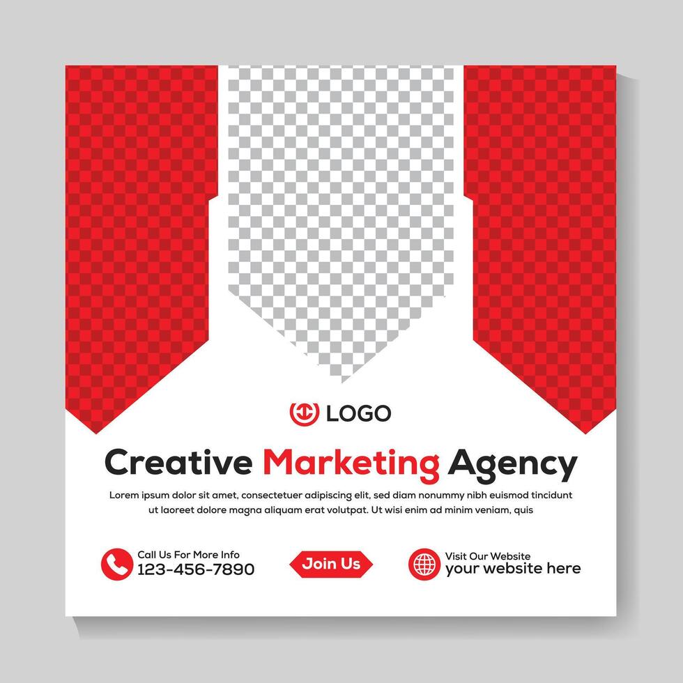 Creative marketing agency social media post design corporate square web banner template vector