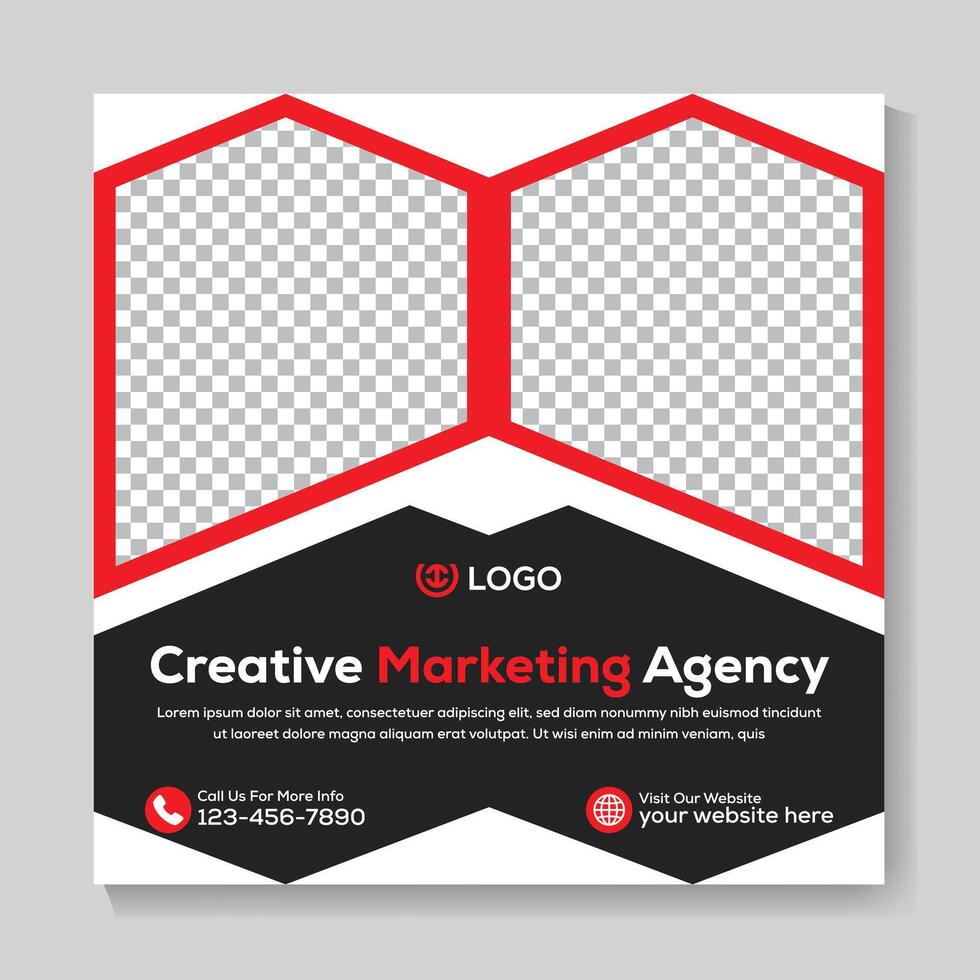 Modern creative marketing agency social media post design corporate square web banner template vector