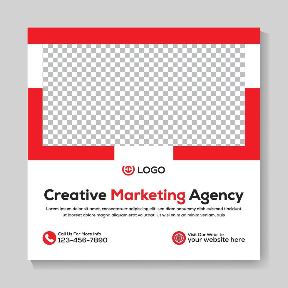 Creative marketing agency social media post design corporate square web banner template vector