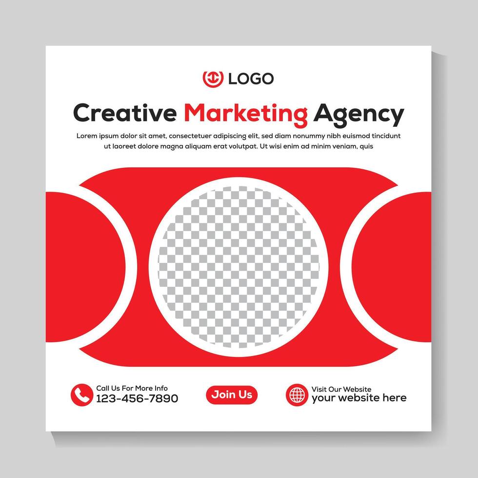 Creative marketing agency social media post design corporate square web banner template vector