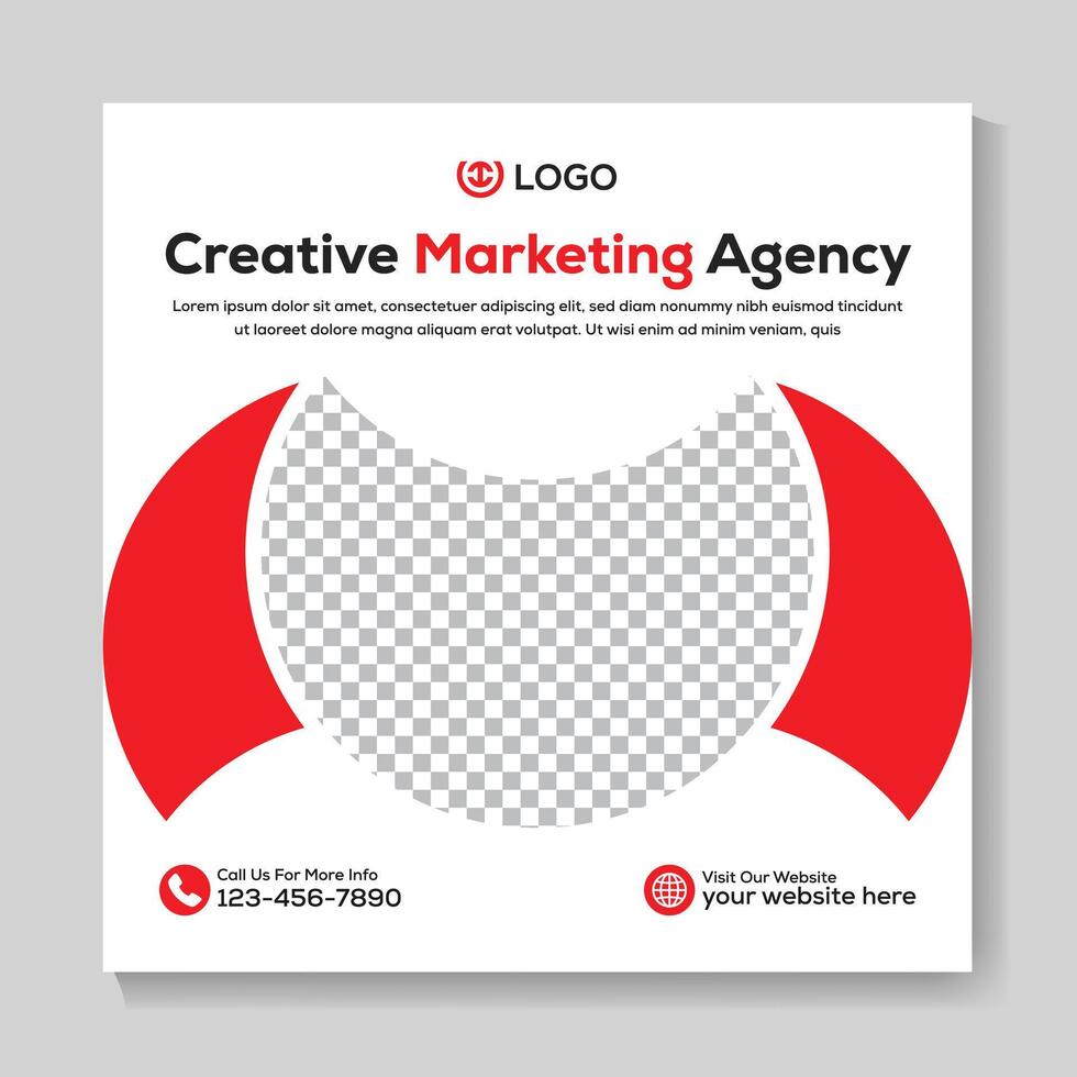 Creative marketing agency social media post design corporate square web banner template vector