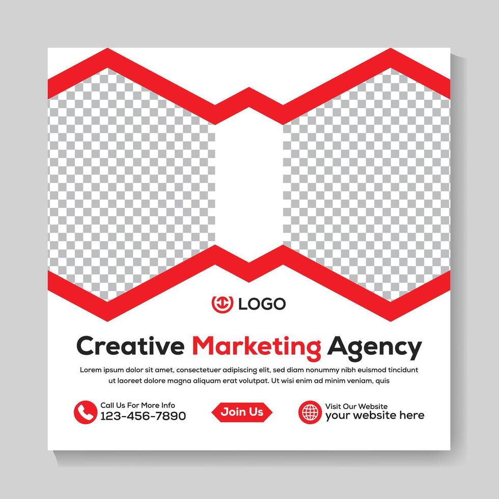 Creative marketing agency social media post design corporate square web banner template vector