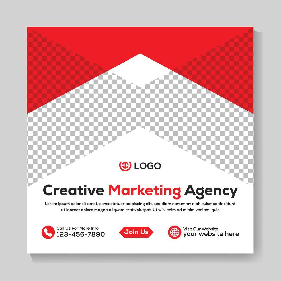 Creative marketing agency social media post design corporate square web banner template vector