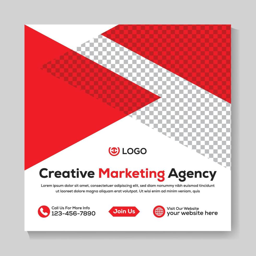 Creative marketing agency social media post design corporate square web banner template vector