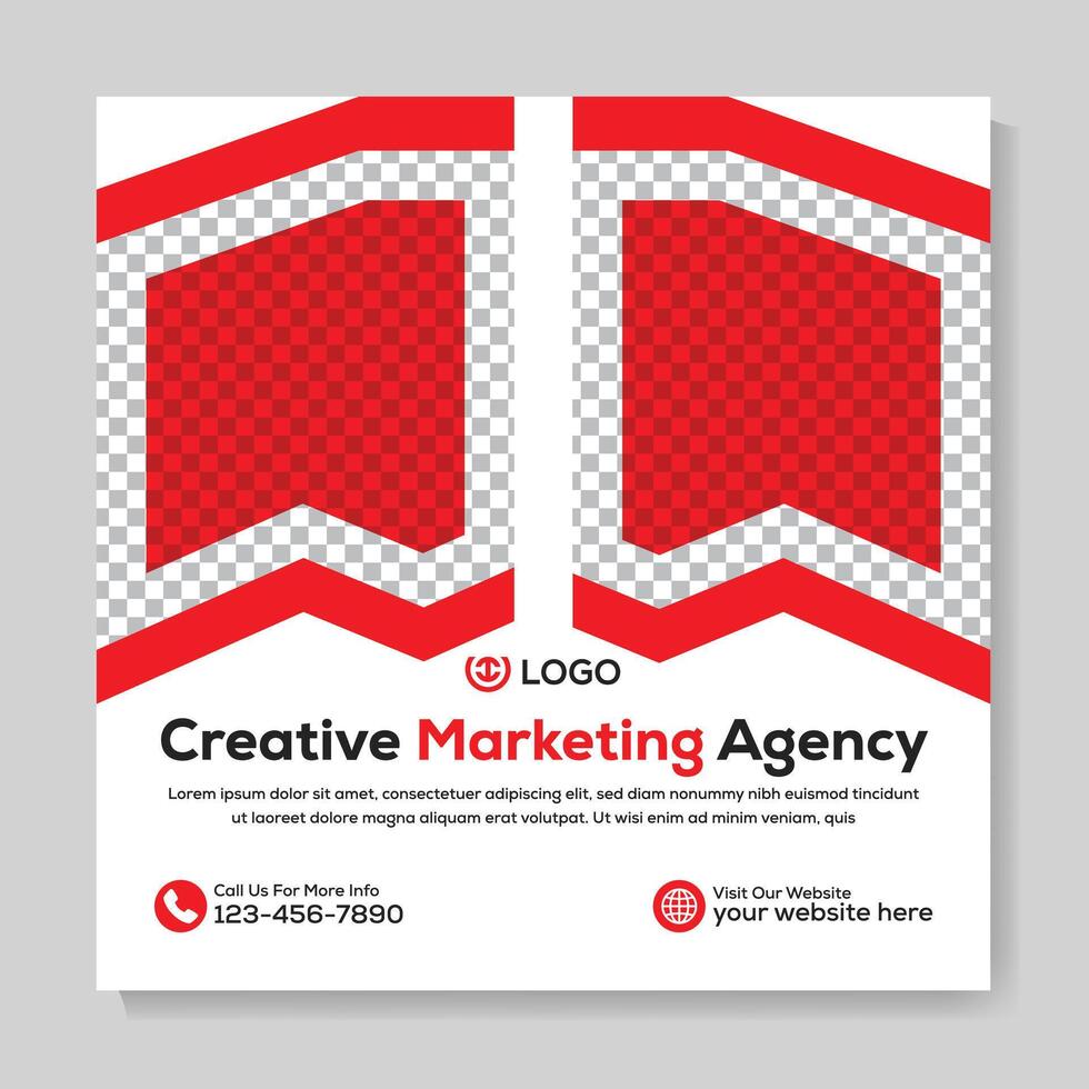 Creative modern marketing agency social media post design modern square web banner template vector