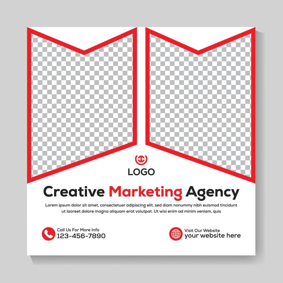Creative marketing agency social media post design modern square web banner template vector