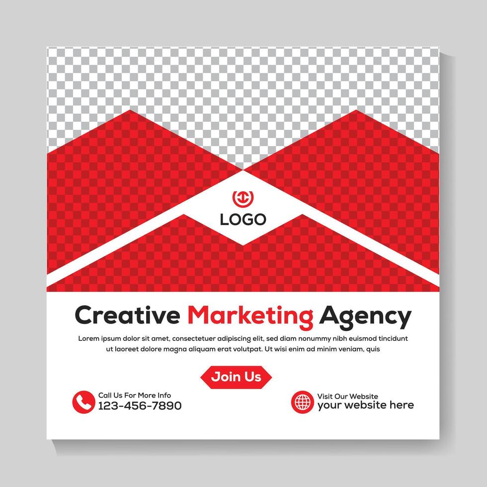 Creative marketing agency social media post design modern square web banner template vector