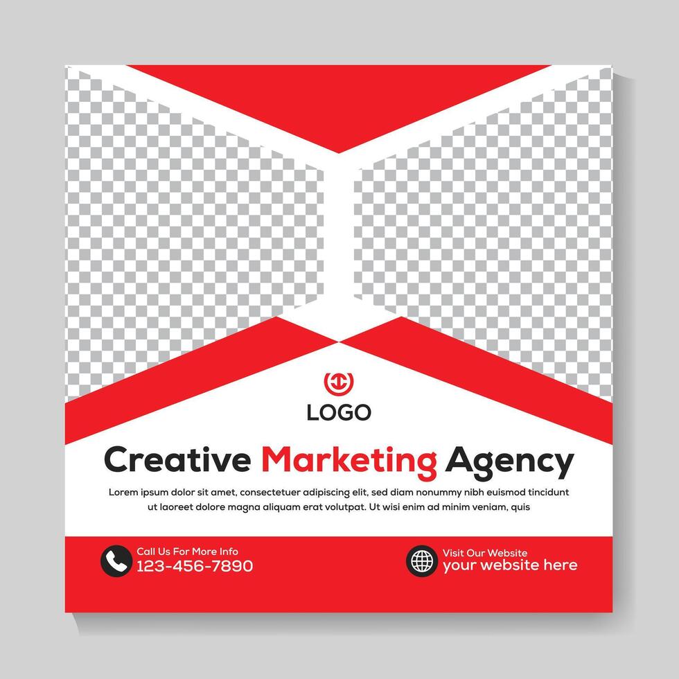 Creative marketing agency social media post design modern square web banner template vector