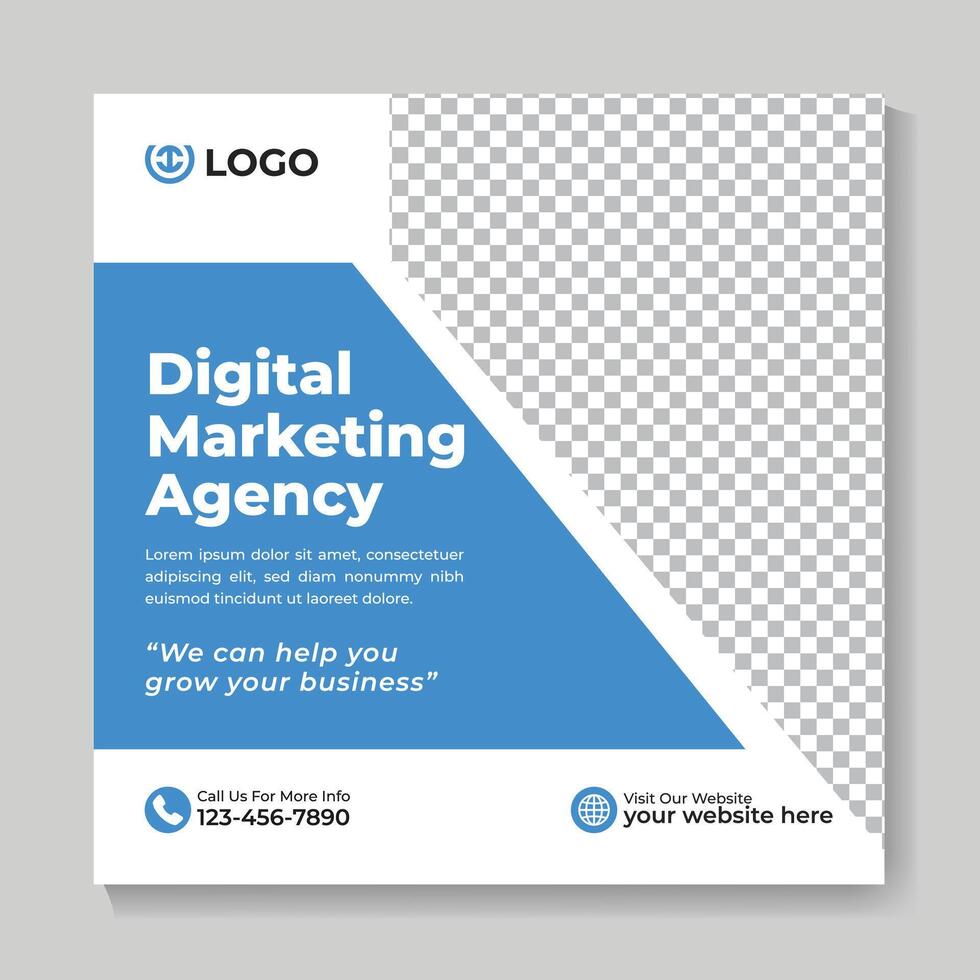 Corporate digital marketing agency social media post design creative business square web banner template vector