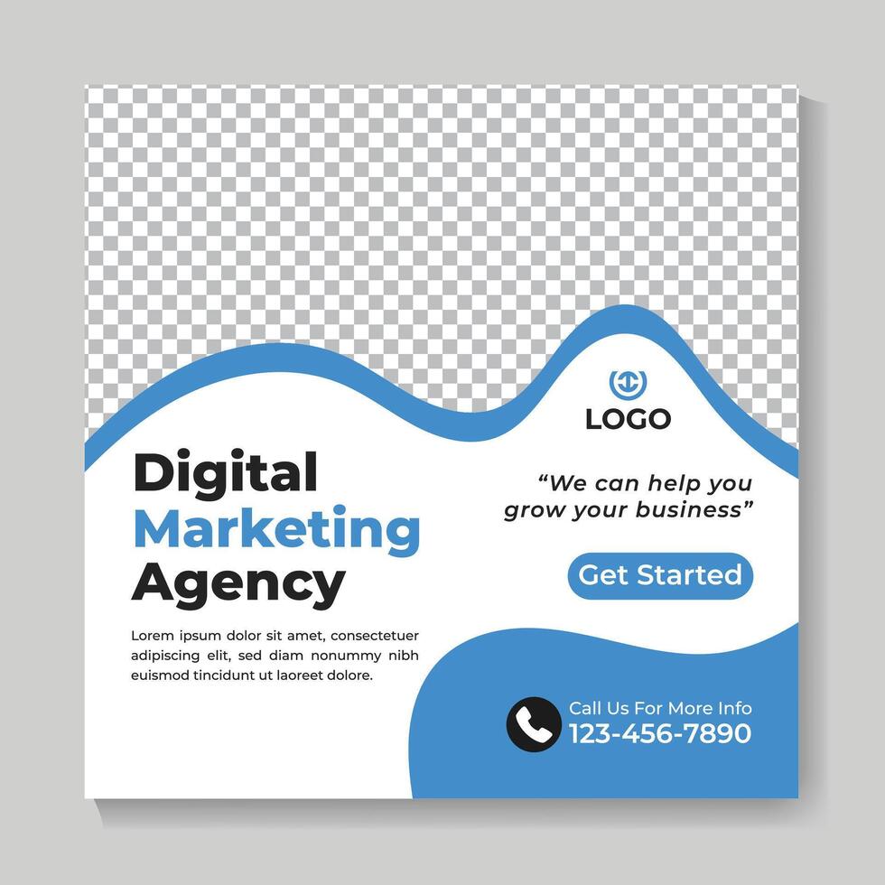 Modern digital marketing agency social media post design corporate business square web banner template vector