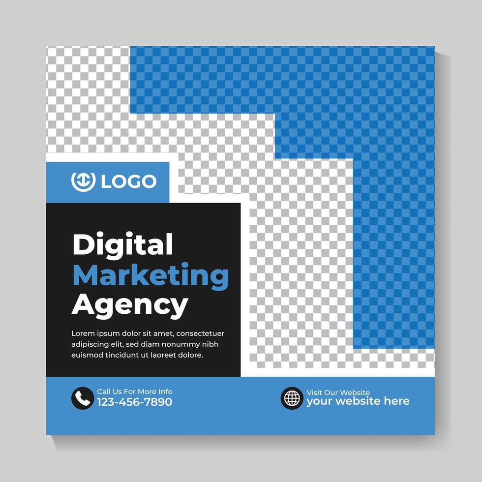 moderno digital márketing agencia social medios de comunicación enviar diseño creativo negocio cuadrado web bandera modelo vector