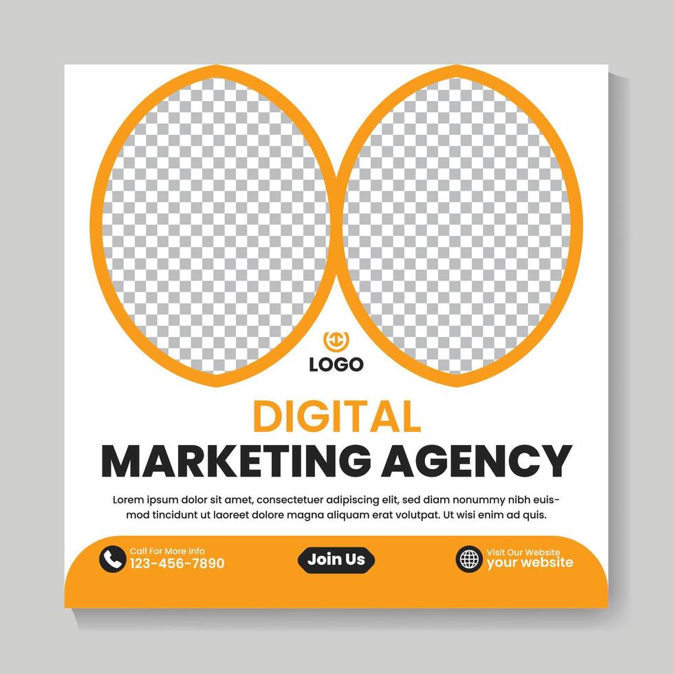 Corporate digital marketing agency social media post design template vector