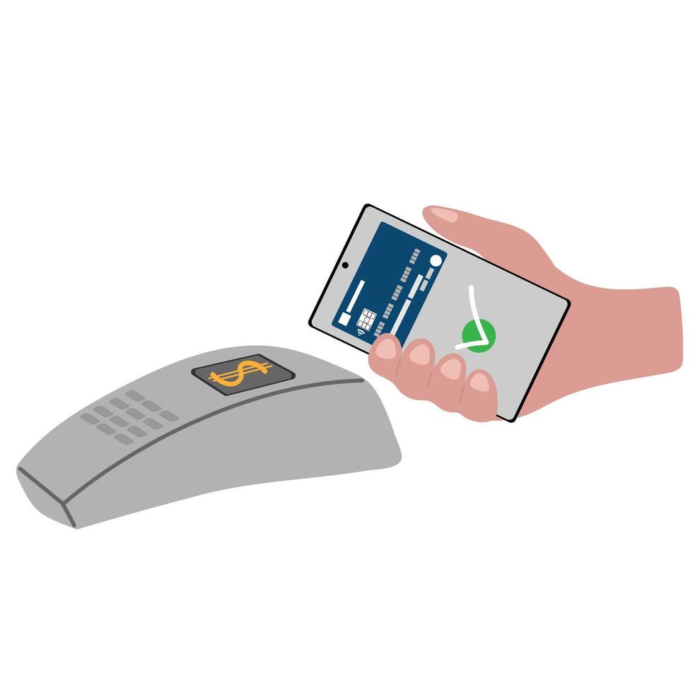 NFC wireless payment technology in a smartphone. wallet in your phone, contactless payment, fast payment, smart banking. New financial technologies vector