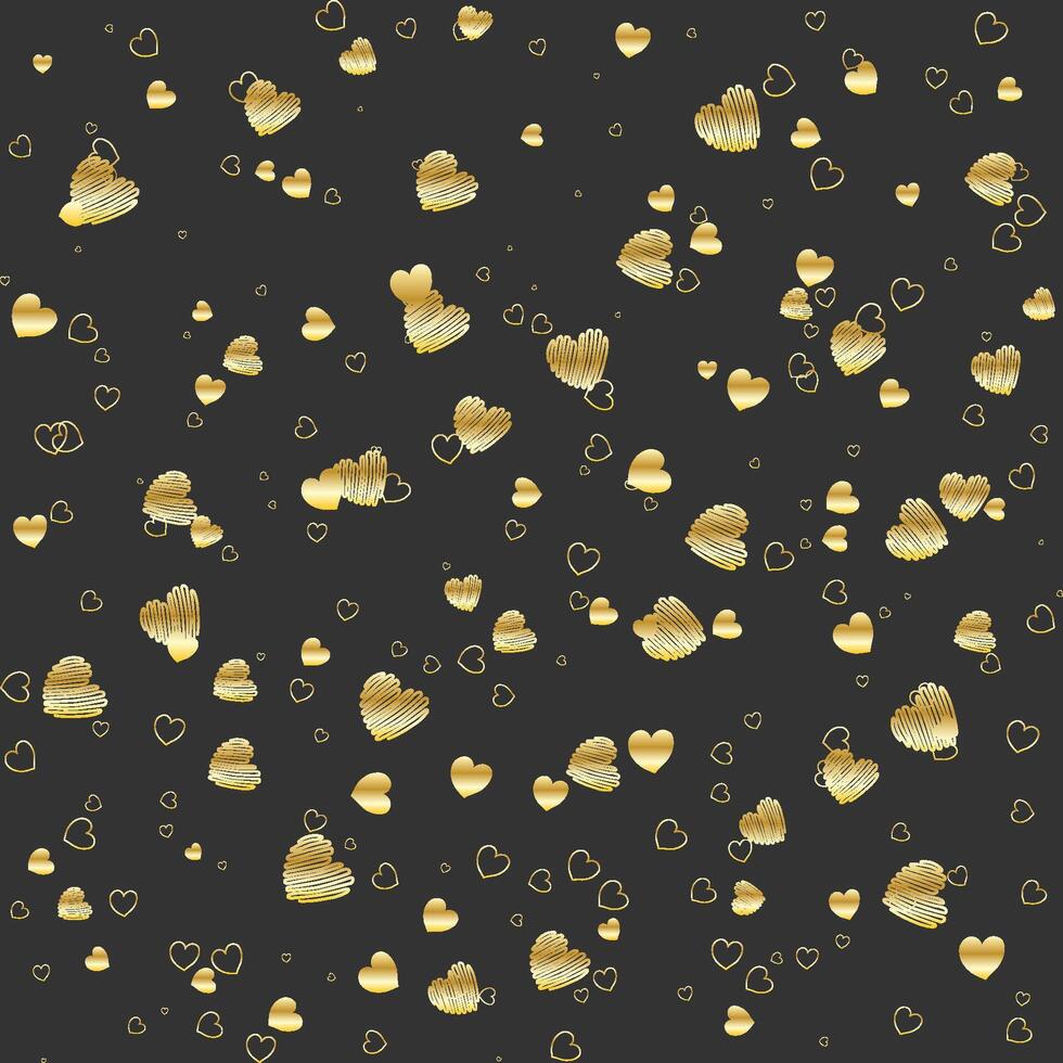 Stylish graphic seamless pattern with gold hearts. Background, wrapping paper vector