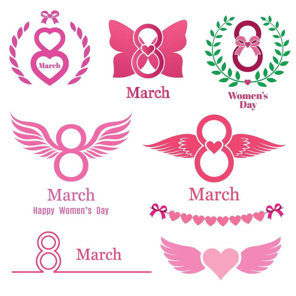 A collection of illustrations for the eighth of March. vector