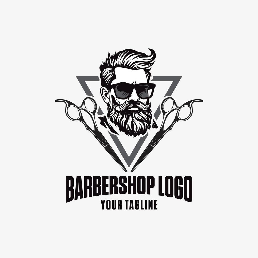 vector logo vintage man barbershop