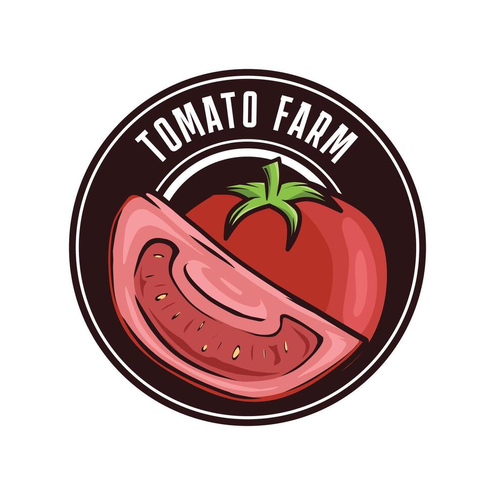 Tomato farm logo drawing template vector