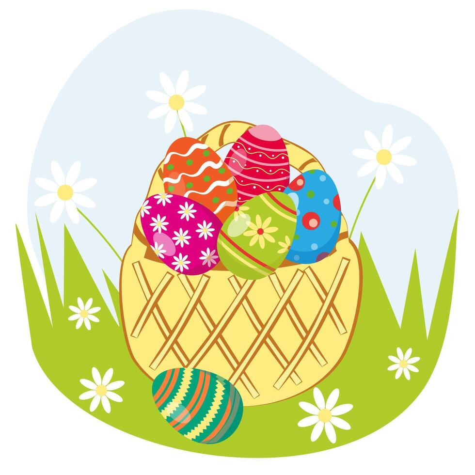 Easter eggs. Set of vector illustrations. Colored Easter eggs.