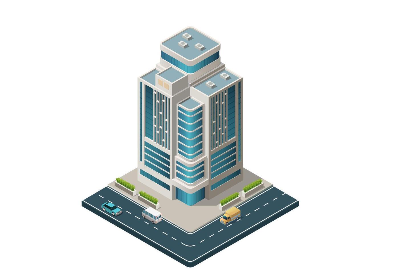 isométrica moderno oficina o hotel edificio vector