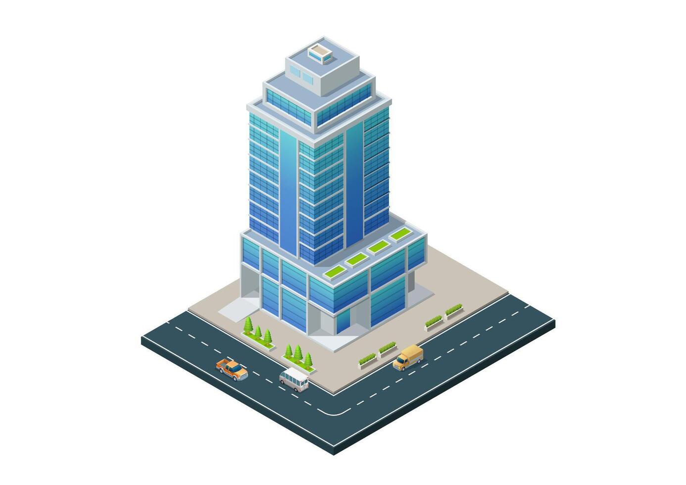 Isometric modern office or hotel building vector