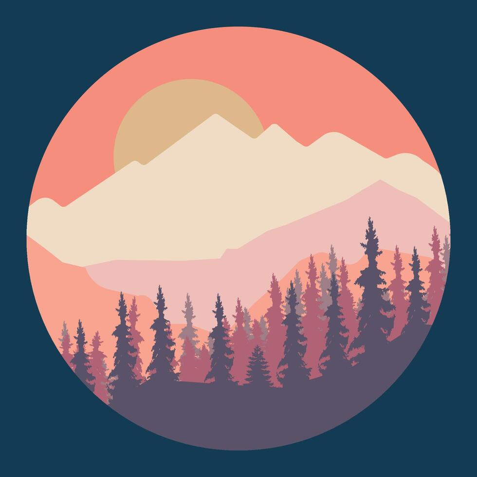 natural landscape illustration design template, with trees and mountains design. eps 10 vector