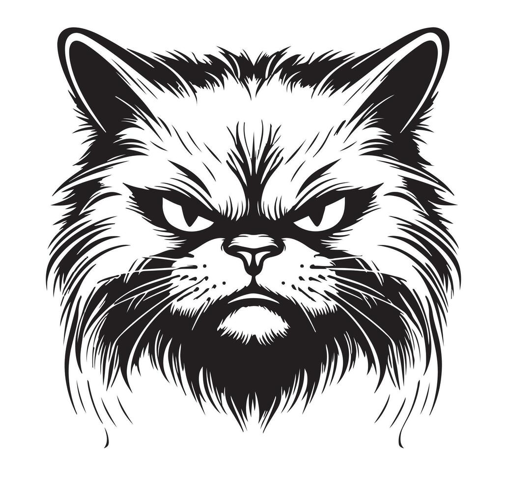 Angry cat sketch hand drawn sketch Vector Halloween