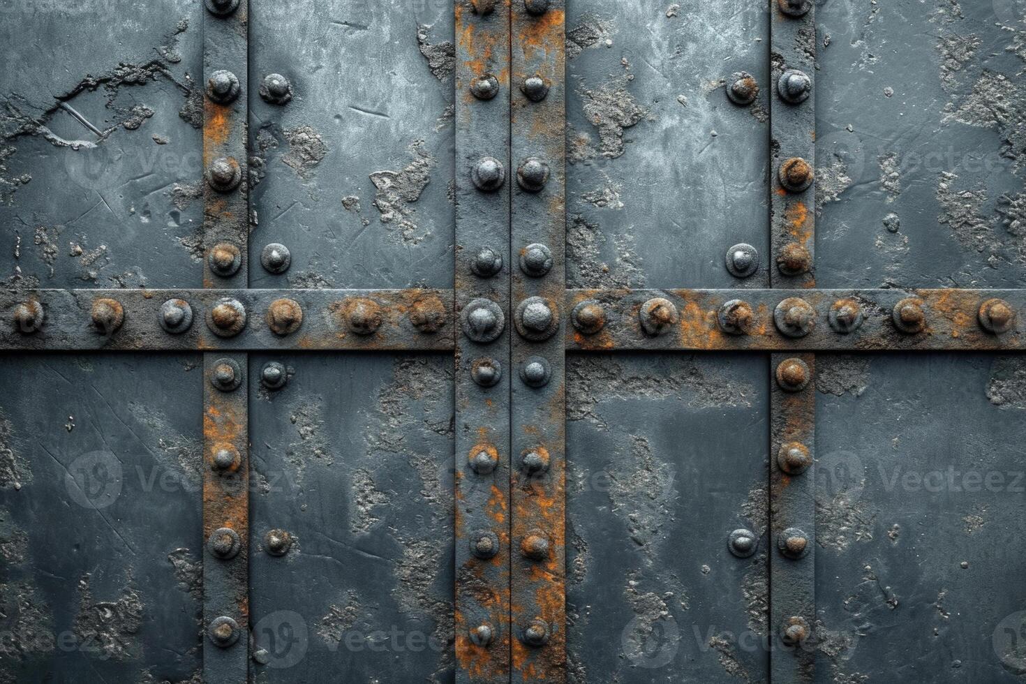 AI generated Steel painted texture with rust and rivets photo