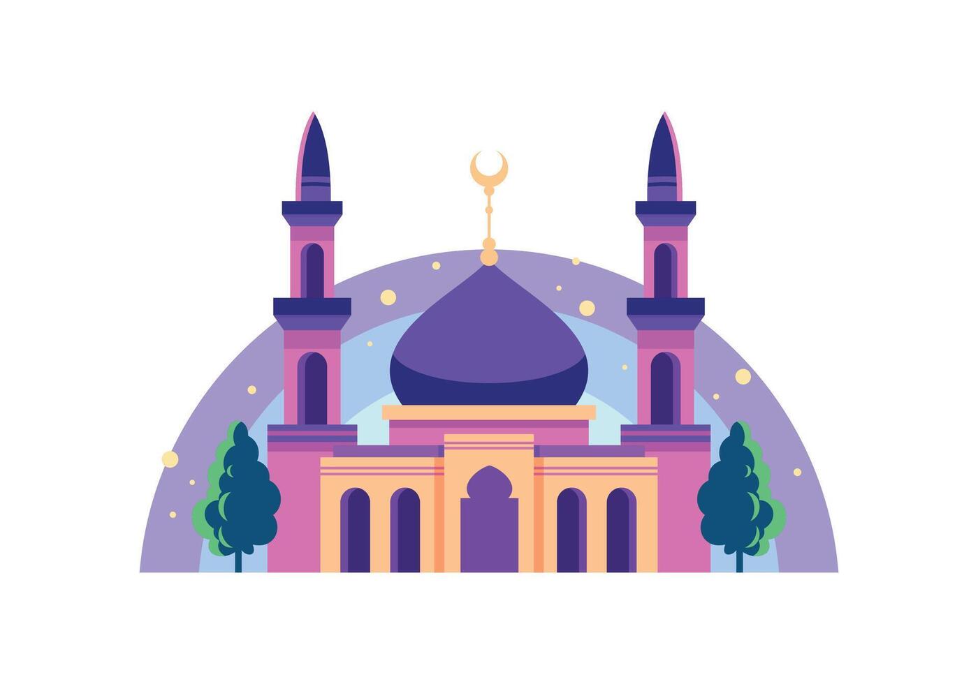 Simple Cute Small Mosque Illustration vector