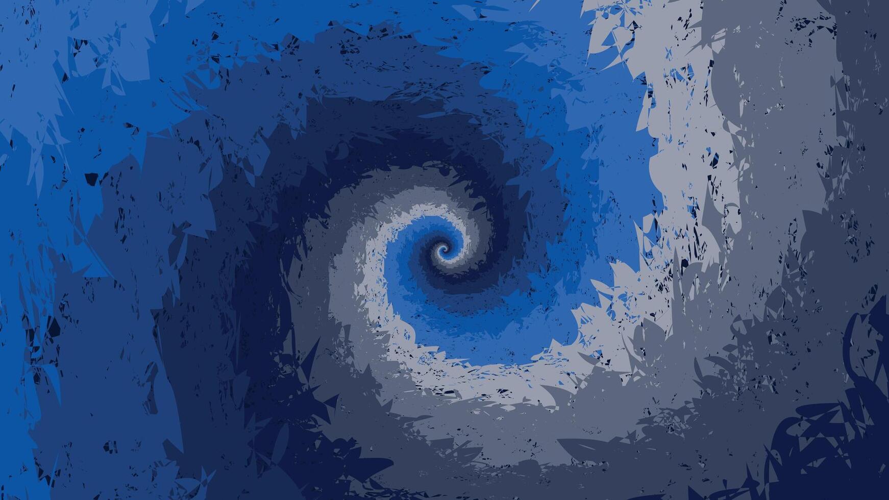 Abstract spiral wavy round line net vortex style creative background in dark blue vector