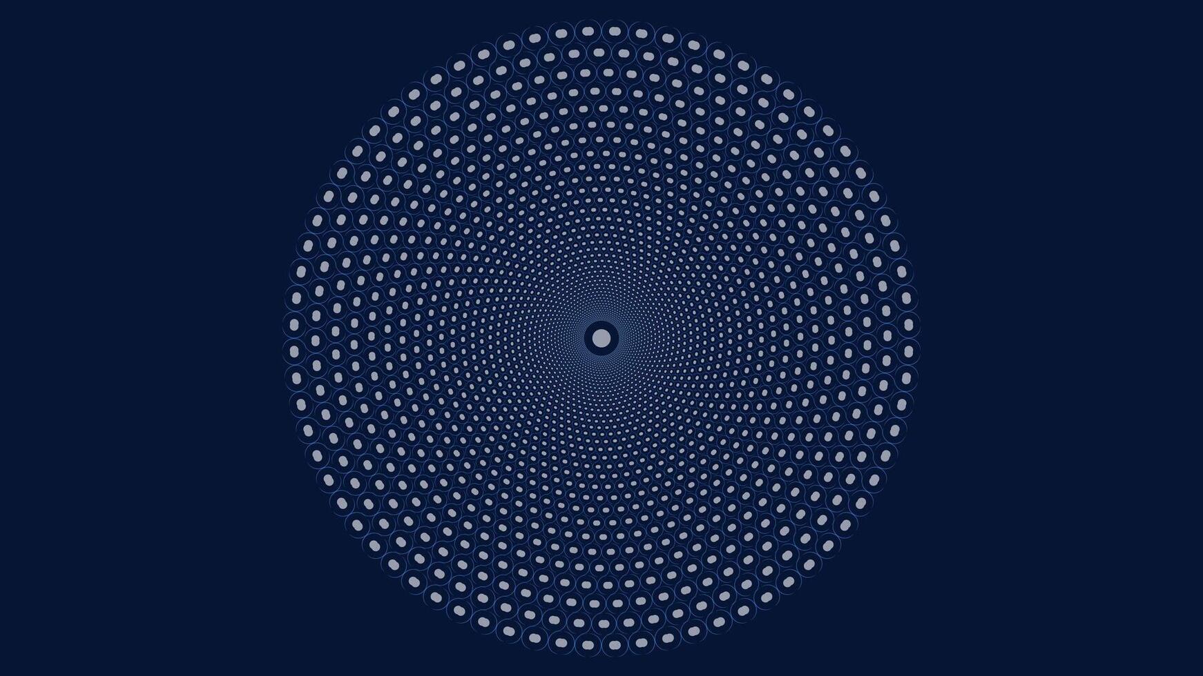 Abstract spiral dotted vortex style creative dark blue background. vector