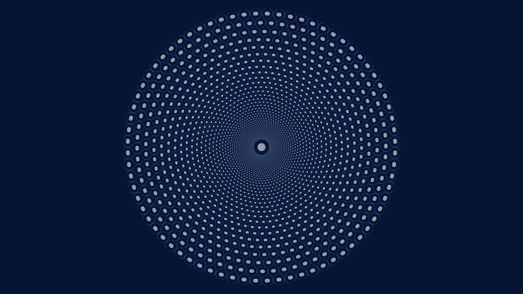 Abstract spiral dotted vortex style creative dark blue background. vector