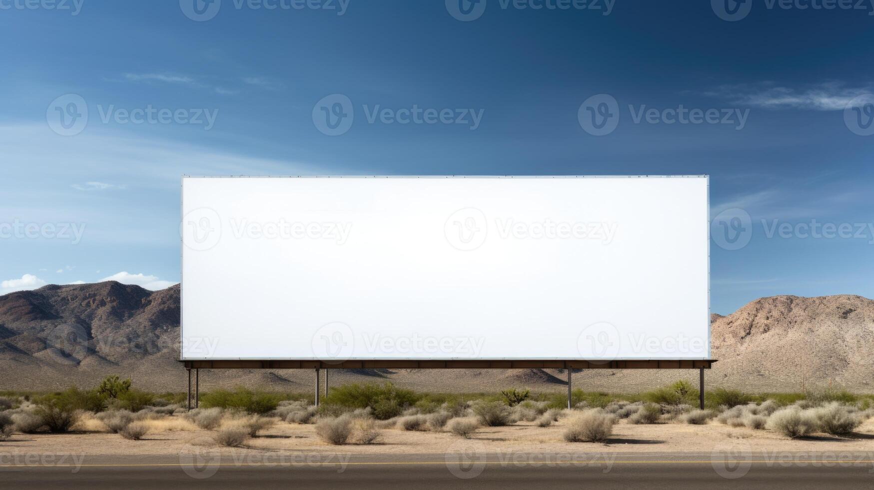 AI generated A large long empty banner standing on the street along the road. Background for the design photo