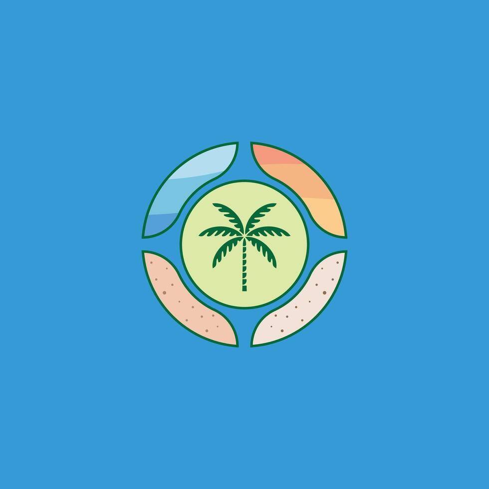 Circular Beach Potrait Logo vector