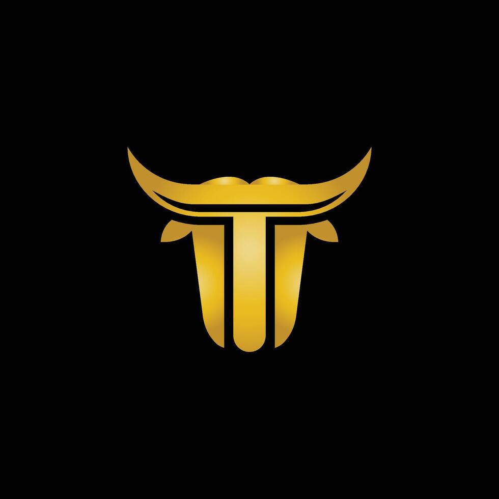 Letter T Bull Head Logo vector