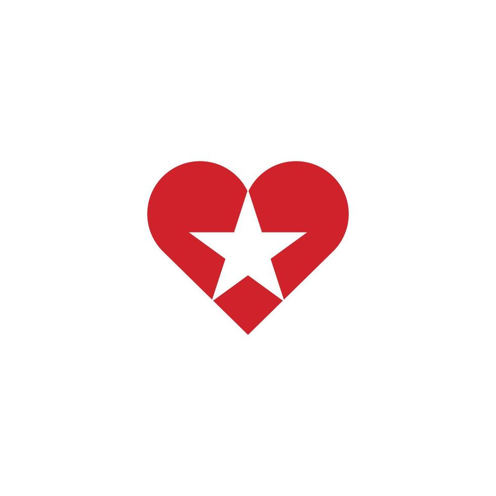 Red Heart Negative Space Star Logo vector