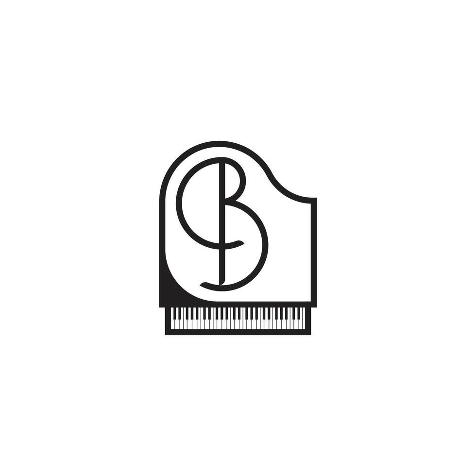 Grand Piano and Letter B Logo vector