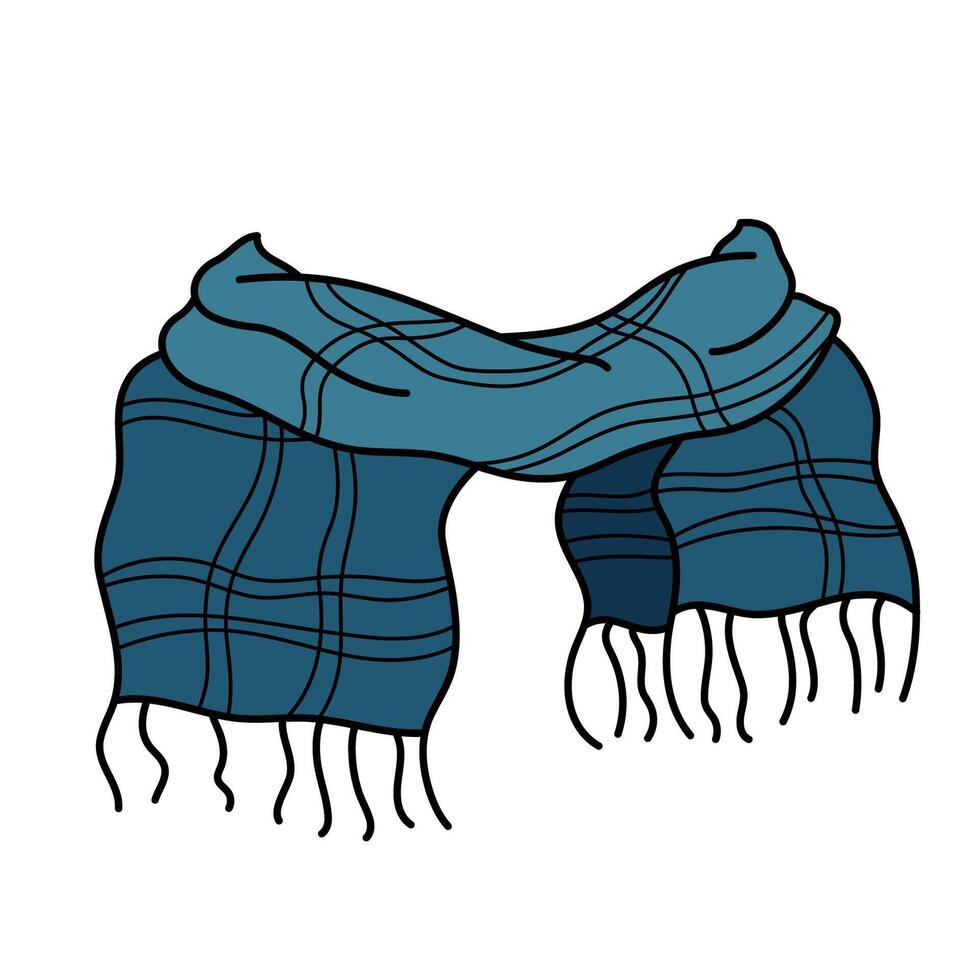 Cozy warm and soft scarf. Hand drawn detailed vector illustration.