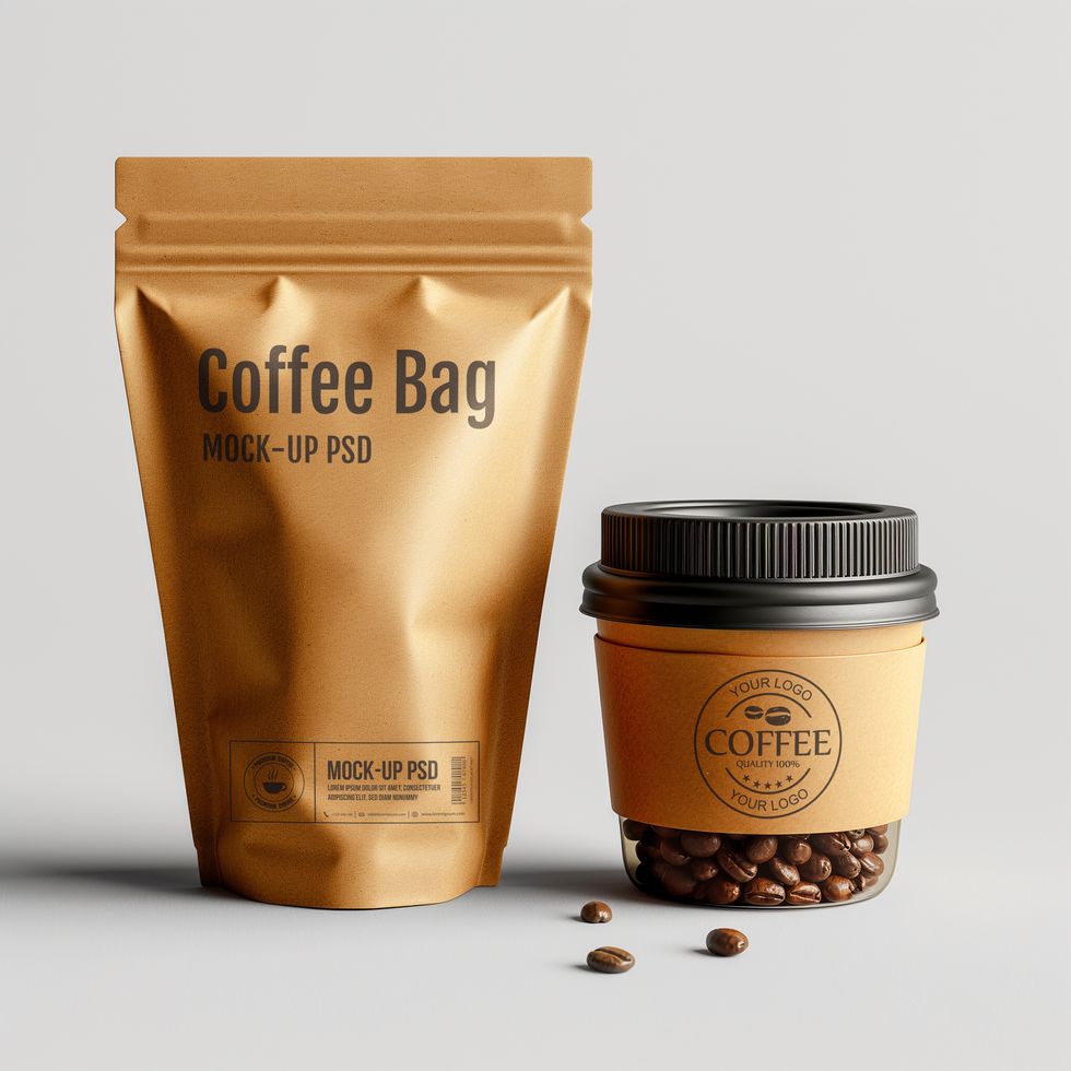 AI generated Coffee bag mockup psd
