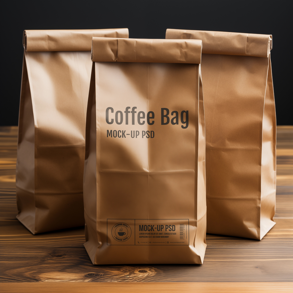 ai generiert Kaffee Tasche Attrappe, Lehrmodell, Simulation psd