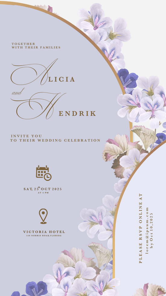 Digital Wedding Invitation Template with Poppy Flower psd