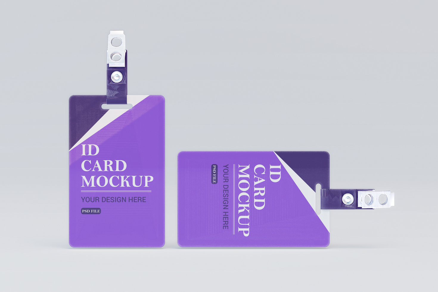 Two smart id card front view mockup template psd