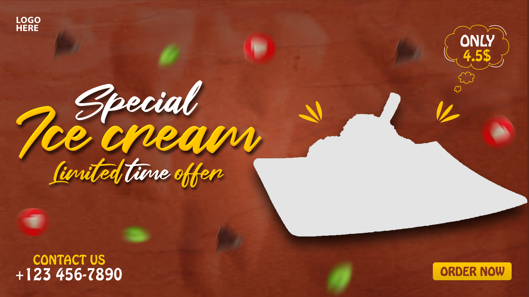 Ice cream web banner design psd