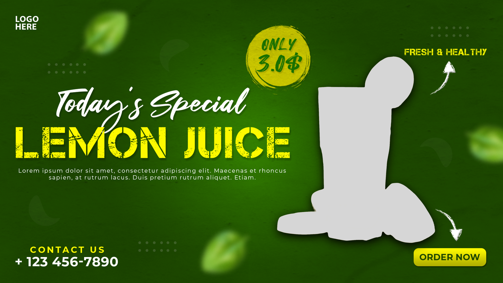 Lemon juice web banner design psd