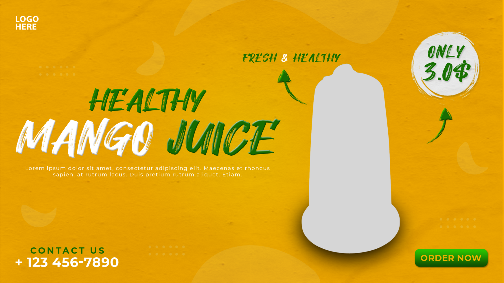 Mango juice web banner design psd